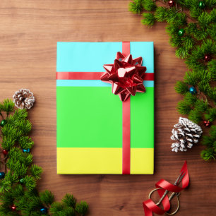 Papier Cadeau Rayures larges jaunes, vertes et bleues par Shirle