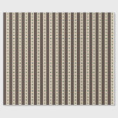 Papier Cadeau Rayures Marron Et Fleurs (Plat)