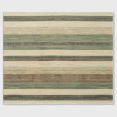 Papier Cadeau Rayures marron et vert rustique (Plat)