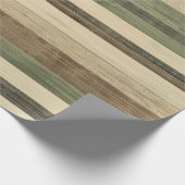 Papier Cadeau Rayures marron et vert rustique (Coin)