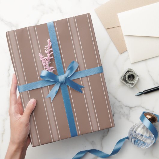 Papier Cadeau Rayures Marron & Marron Clair (Cadeaux)