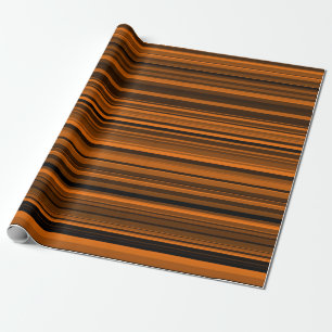 Papier Cadeau Rayures Marron Noir Orange