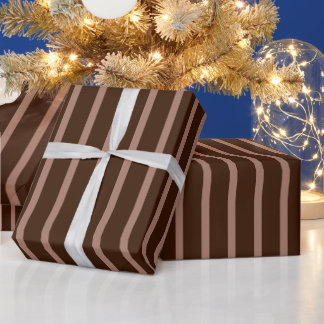 Papier Cadeau Rayures marron stylées modernes