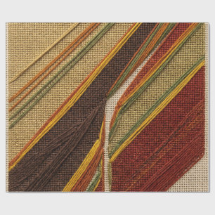 Papier cadeau rayures moutarde orange brûlé abstra