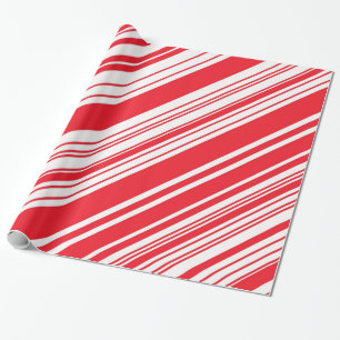 Papier Cadeau Rayures multi diagonales rouges et blanches de