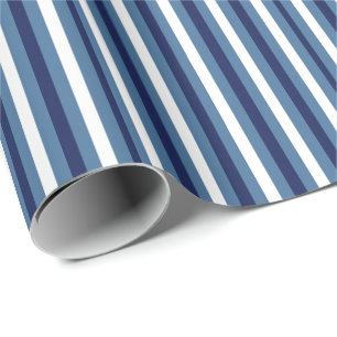 Papier Cadeau Rayures Nautiques Bleu Marine Bleu Fumé Blanc Impe