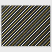 Papier Cadeau Rayures noires et blanches sur fond noir (Plat)