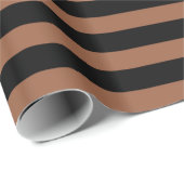 Papier Cadeau Rayures noires et Brown (Coin rond)