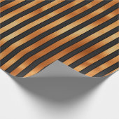 Papier Cadeau Rayures noires et cuivrées (Coin)