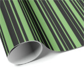 Papier Cadeau Rayures noires et vert Bud (Coin rond)