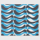 Papier Cadeau Rayures ondulées gris bleu (Plat)