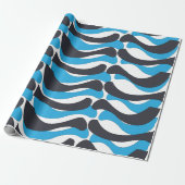 Papier Cadeau Rayures ondulées gris bleu (Déroulé)