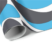 Papier Cadeau Rayures ondulées gris bleu (Coin rond)