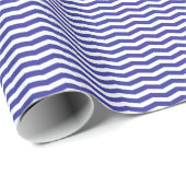 Papier Cadeau Rayures onduleuses de bleu marine et blanches (Coin rond)
