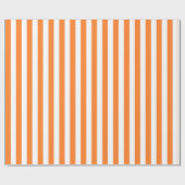 Papier Cadeau Rayures oranges et blanches verticales (Plat)