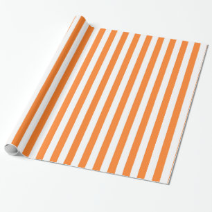 Papier Cadeau Rayures oranges et blanches verticales