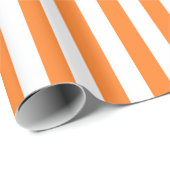 Papier Cadeau Rayures oranges et blanches verticales (Coin rond)