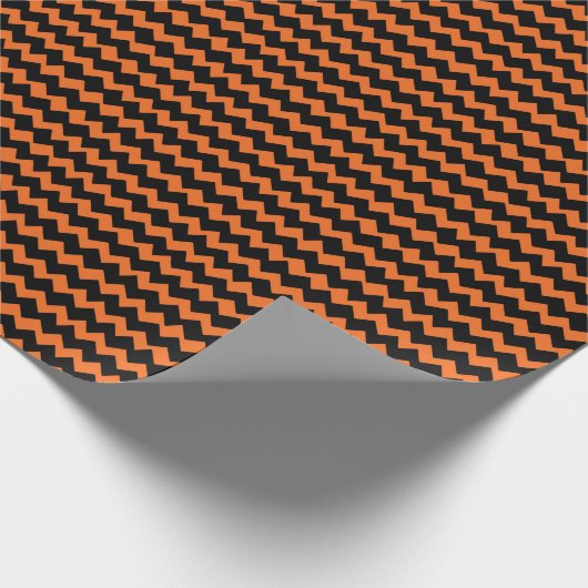 Papier Cadeau Rayures oranges et noires de Chevron (Coin)