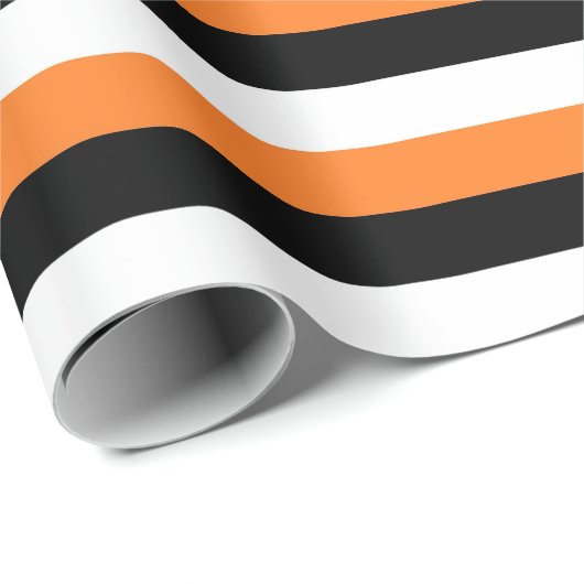 Papier Cadeau Rayures oranges, noires, blanches (Coin rond)