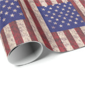 Papier Cadeau Rayures orientées et étoiles de drapeau grunge des (Coin rond)