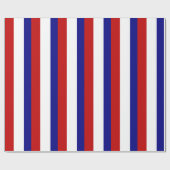 Papier Cadeau Rayures patriotiques blanches et bleues rouges (Plat)