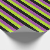Papier Cadeau Rayures pourpres de vert et de noir de chaux (Coin)