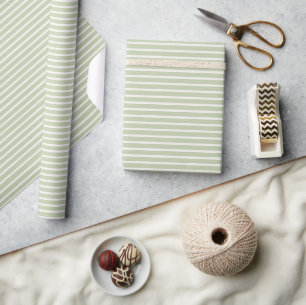 Papier Cadeau Rayures raffinées de début d'automne Olive doux