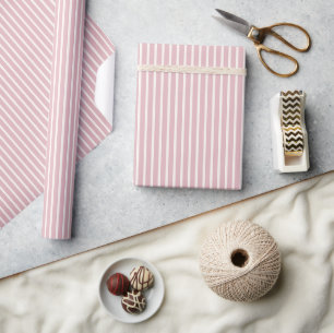 Papier Cadeau Rayures raffinées de début d'automne   Rose atténu