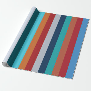 Papier Cadeau Rayures Rétro Verticales Colorées