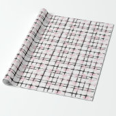 Papier Cadeau Rayures Rose Blanc Noir (Déroulé)
