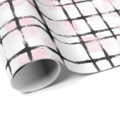 Papier Cadeau Rayures Rose Blanc Noir (Coin rond)