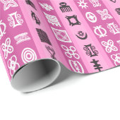 Papier Cadeau Rayures roses d'Adinkra (Coin rond)