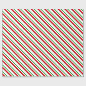 Papier Cadeau Rayures, rouge, vert et blanc de sucrerie (Plat)