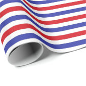 Papier Cadeau Rayures rouges, blanches et bleues (Coin rond)