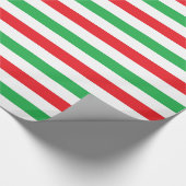 Papier Cadeau Rayures rouges, blanches et vertes (Coin)