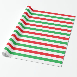 Papier Cadeau Rayures rouges, blanches et vertes