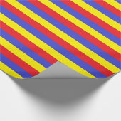 Papier Cadeau Rayures rouges, bleues et jaunes (Coin)