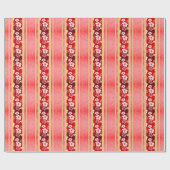 Papier Cadeau Rayures rouges de Honu de ketmie (Plat)