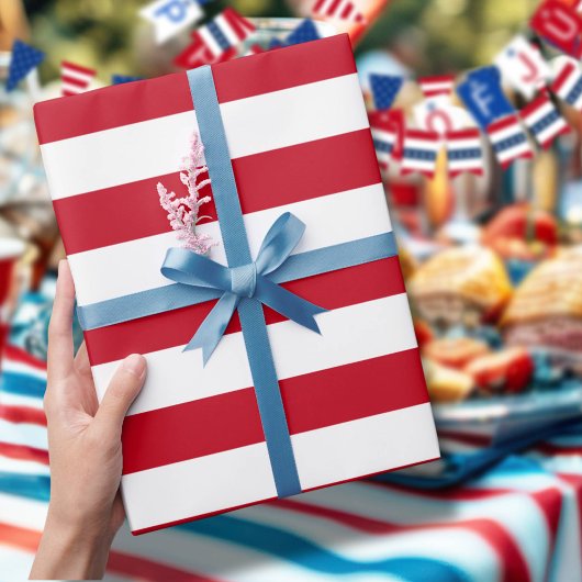 Papier Cadeau Rayures Rouges Et Blanches Americana
