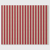 Papier Cadeau Rayures Rouges Et Fleurs (Plat)