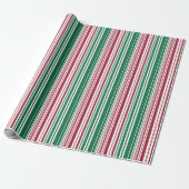 Papier Cadeau Rayures rouges et vertes (Déroulé)