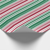 Papier Cadeau Rayures rouges et vertes (Coin)