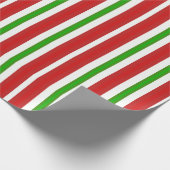 Papier Cadeau Rayures rouges et vertes de sucre de canne (Coin)
