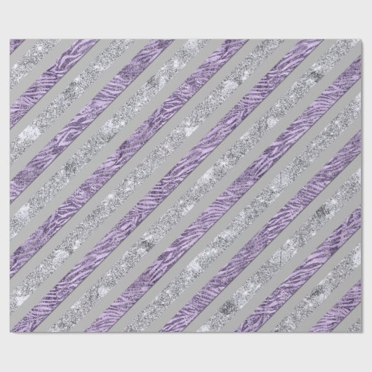 Papier Cadeau Rayures scintillantes - (d) pourpre et argenté de (Plat)