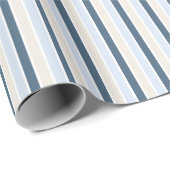 Papier Cadeau Rayures Simples -Bleu Clair | Bleu Moyen | Beige-g (Coin rond)