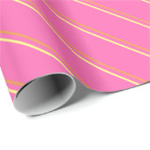 Papier Cadeau Rayures simples rose orange et jaune (Coin rond)