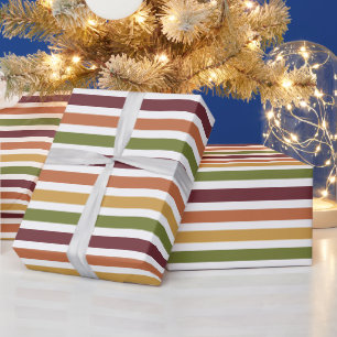 Papier Cadeau Rayures simples rustiques d'automne