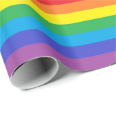 Papier Cadeau Rayures solides d'arc-en-ciel (Coin rond)