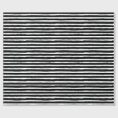 Papier Cadeau Rayures tirées par la main noires et blanches (Plat)