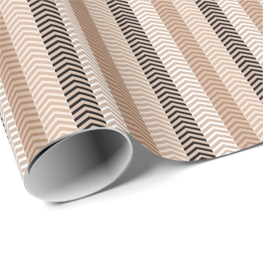 Papier Cadeau Rayures variées de Chevron de brun sophistiqué (Coin rond)